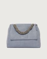 Orciani - Borsa Sveva Twilight Midi a spalla in nabuk stampa cocco cielo