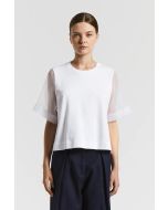 Peserico Easy - Camicia in jersey tecnico con dettagli in organza tecnica light white