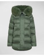 Peuterey - Puffer jacket con cappuccio bordato in pelliccia TAKAN MQS 03 FUR cipresso
