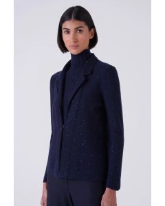 Amina Rubinacci - Giacca in misto lana e cashmere con paillettes TANDEM navy