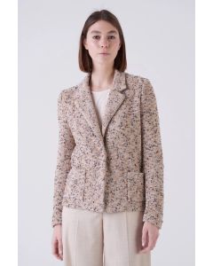 Amina Rubinacci - Giacca in misto tweed multicolor di velluto TRIESTE cognac