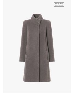 Cinzia Rocca - Cappotto svasato in lana e alpaca taupe scuro