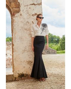 Clips - Camicia fiore bianco nero panna