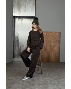 Clips Tricot - Maglia con raso marrone