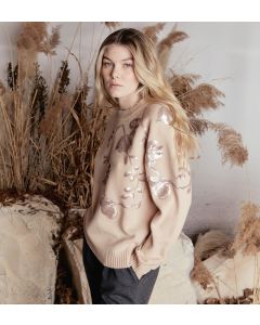 Clips Tricot - Maglia ricamato cipria