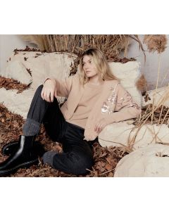 Clips Tricot - Cardigan ricamato cipria