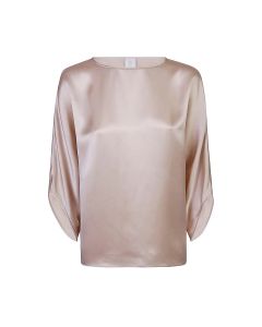 Eleventy Milano - T-shirt scollo a barca seta unita rosa antico
