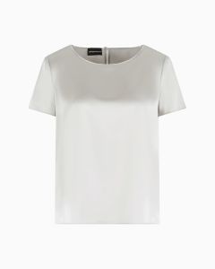 Emporio Armani - Blusa a maniche corte in raso di seta grigio