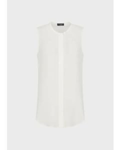 Emporio Armani D4NC13D23011101 Top smanicato in pura seta crepe de chine bianco