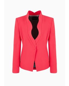 Emporio Armani - Giacca in cady crepe con profili sagomati effetto rouches rosso