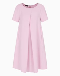 Emporio Armani - Abito svasato in tecno cady con piega godet rosa