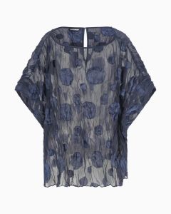 Emporio Armani - Top a pois ton sur ton blu