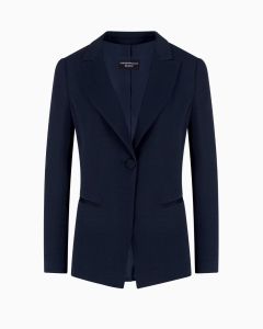 Emporio Armani - Blazer monopetto in misto acetato chevron icon blu
