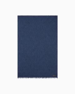 Emporio Armani - Stola in misto lino garzato jacquard a pois blu