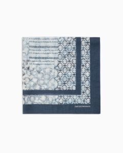 Emporio Armani EW001875AF15683UB089 Foulard in misto modal e lino stampato blu