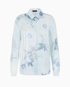 Emporio Armani - Camicia in tessuto trilobato con stampa fiore batik fantasia