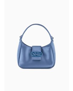 Emporio Armani - Borsa a mano hobo in raso con fibbia aquila blu medio