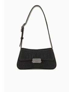Emporio Armani Y3E244YZZ9I181138 Borsa a spalla baguette in satin con strass nero