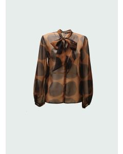 Giada Curti - Camicia chiffon pois nero cacao