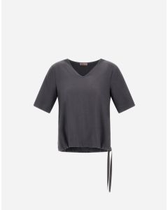 Herno - T-Shirt Resort in melange flannel ferro