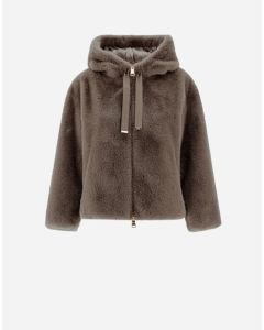 Herno - Felpa in faux fur mink fur tortora