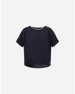 Herno - T-shirt in glam knit effect blue navy
