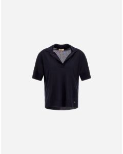 Herno - Polo in glam knit effect blue navy