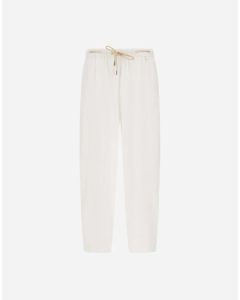 Herno - Pantaloni in linen blend bianco