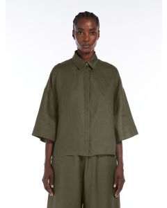 Max Mara - Camicia in tela di lino MIRANO verde scuro