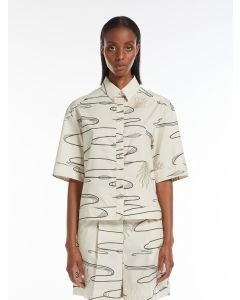 Max Mara - Giacca camicia in popeline di puro cotone stampato JENNI bianco verde 