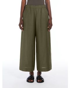 Max Mara - Pantaloni in tela di lino MINNIE verde scuro