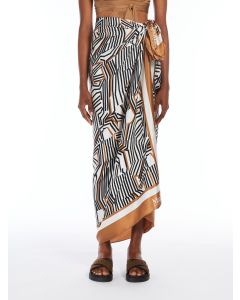 Max Mara 6541015906001 OTTICO Foulard in seta stampata cacao