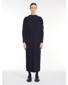 Max Mara - Abito lungo A-line in jersey plissé FARAONE blu