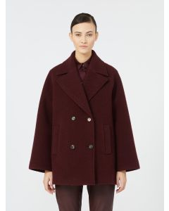 Max Mara - Giaccone doppiopetto in misto lana OBLIQUA borgogna
