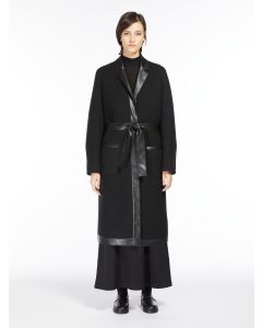 Max Mara - Cappotto in lana con inserti in jersey spalmato LOTUS nero 