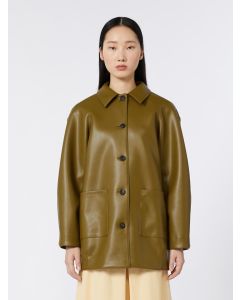 Max Mara - Giacca in jersey spalmato effeto pelle FUOCO oliva