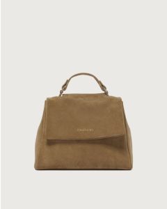 Orciani - Borsa Sveva Peach Small a mano in suede con tracolla biscotto
