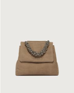 Orciani - Borsa Sveva Twilight Piccola a mano in nabuk stampa cocco biscotto