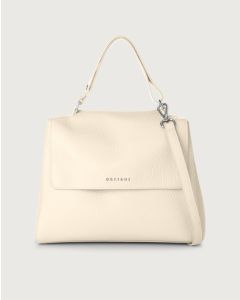 Orciani - Borsa Sveva Soft Media a spalla in pelle con tracolla avorio