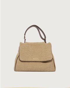 Orciani - Borsa Sveva Zanzibar Midi a spalla in tessuto e pelle biscotto