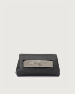 Orciani - Clutch Gossip Alba Chain in pelle nero