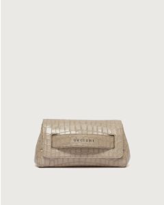 Orciani - Clutch Gossip Cocco Glow in pelle stampa cocco sabbia
