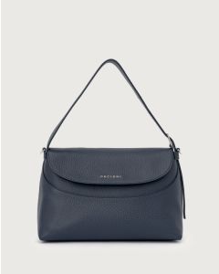 Orciani 24W-B02176_SOF-NVY Borsa Nana Soft Midi a spalla in pelle martellata con tracolla navy