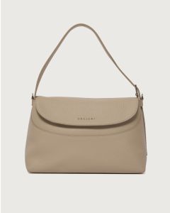 Orciani - Borsa Nana Soft Midi a spalla in pelle martellata con tracolla sabbia