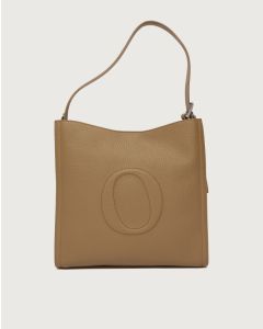 Orciani - Borsa Her-O Soft Midi a spalla in pelle martellata con tracolla biscotto