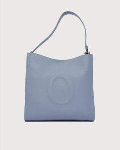 Orciani - Borsa Her-O Soft Midi a spalla in pelle martellata con tracolla cielo