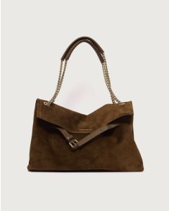 Orciani - Borsa Venus Peach Midi a spalla in suede cocoa