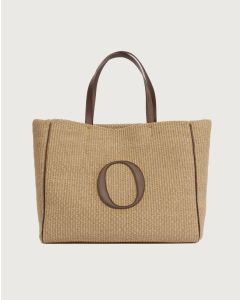 Orciani 26S-B02217--_ZNZ-BIS Borsa Her-O Shopper Zanzibar a spalla in tessuto e pelle biscotto