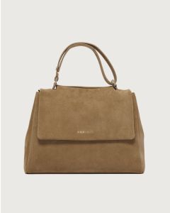 Orciani - Borsa Sveva Peach Midi a spalla in suede con tracolla biscotto