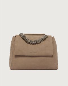 Orciani - Borsa Sveva Twilight Midi a spalla in nabuk stampa cocco biscotto